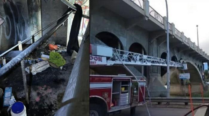 Saskatoon fire under University Bridge damages sewer line again as crews respond 