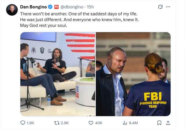 Russel Brand dead: Dan Bonginos Charlie Kirk tribute triggers rumors
