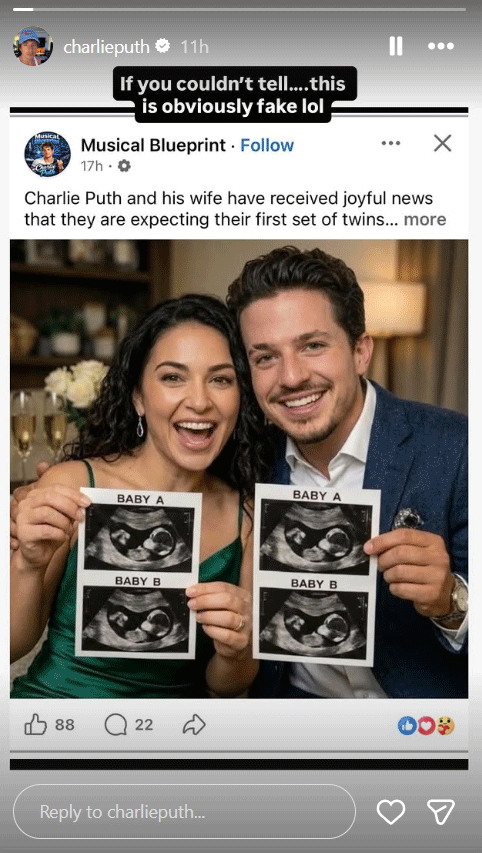 Charlie Puth finally addresses ongoing twin pregnancy rumors