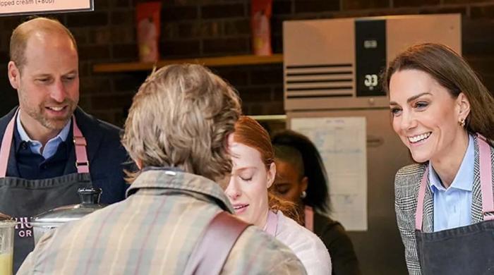 Business owner reacts after Kate Middleton and Prince William join her behind the counter