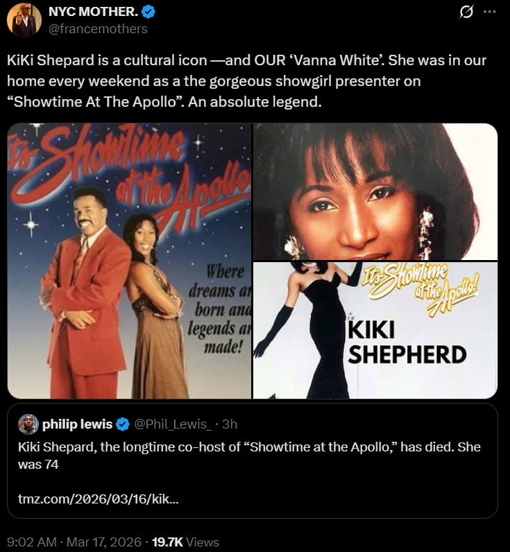 Internet reacts to Kiki Shepard, Showtime at the Apollo trailblazing host, dying at 74