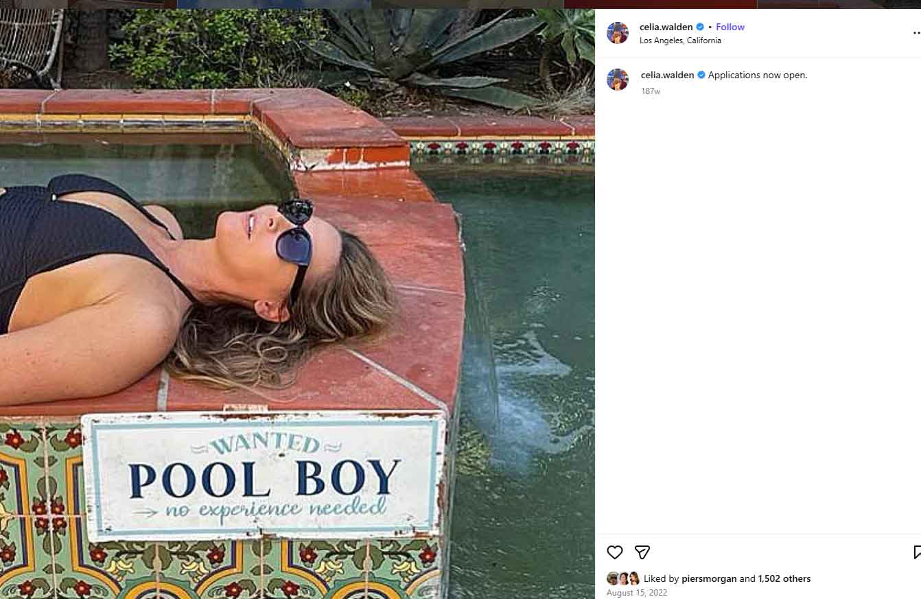 Piers Morgan left red-faced over wife Celia Waldens Instagram pool photo