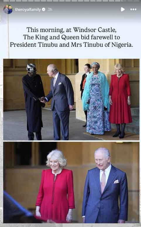 King Charles and Queen Camilla bid farewell to foreign guests at Windsor Castle