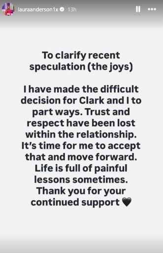 Laura Anderson reveals key reason behind her split from Clark Robertson