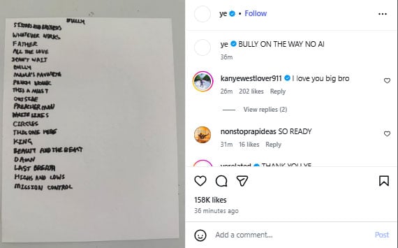 Kanye West drops Bully album tracklist: Read Here