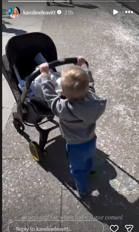Karoline Leavitts son starts practicing for baby sisters arrival