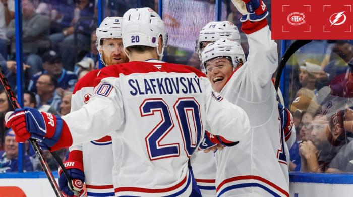 Canadiens vs Lightning: Montreal extend winning streak as Caulfield and Slavkovsky shine