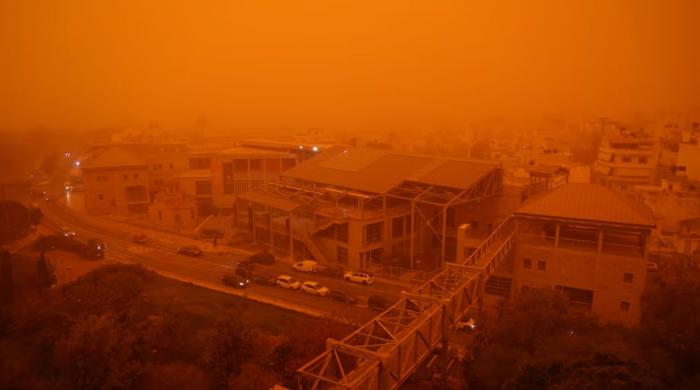 Eerie orange-red dust cloud covers Crete as storm sweeps into Greece