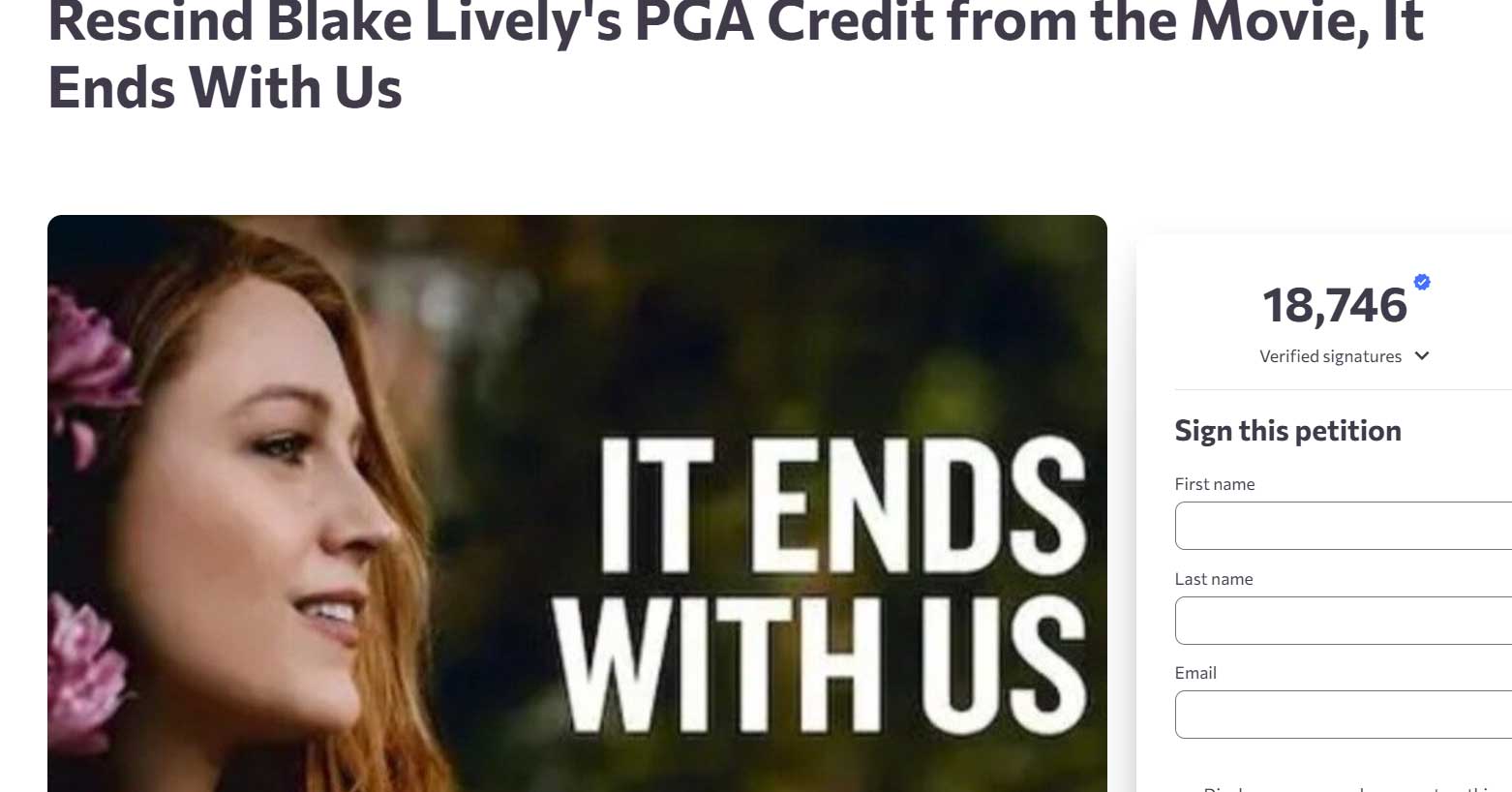 Petition to strip Blake Lively of It Ends With Us PGA credit gains massive support