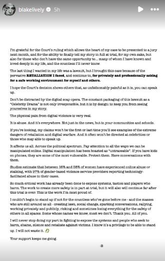 Blake Livelys latest statement shakes up legal battle with Justin Baldoni