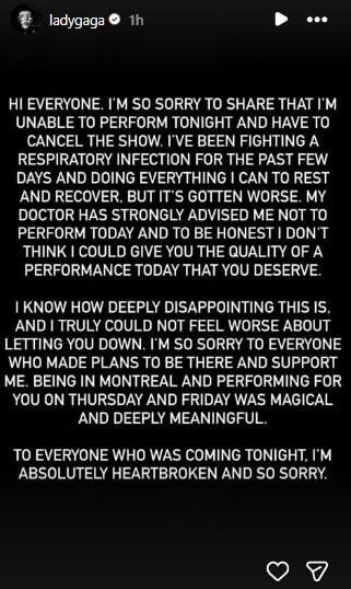 Lady Gaga announces “deeply disappointing” news for fans