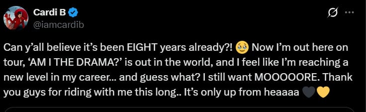 Cardi B under spotlight for post before Offset shooting