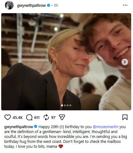 Gwyneth Paltrow marks special milestone of son Moses Martin:  A gentleman