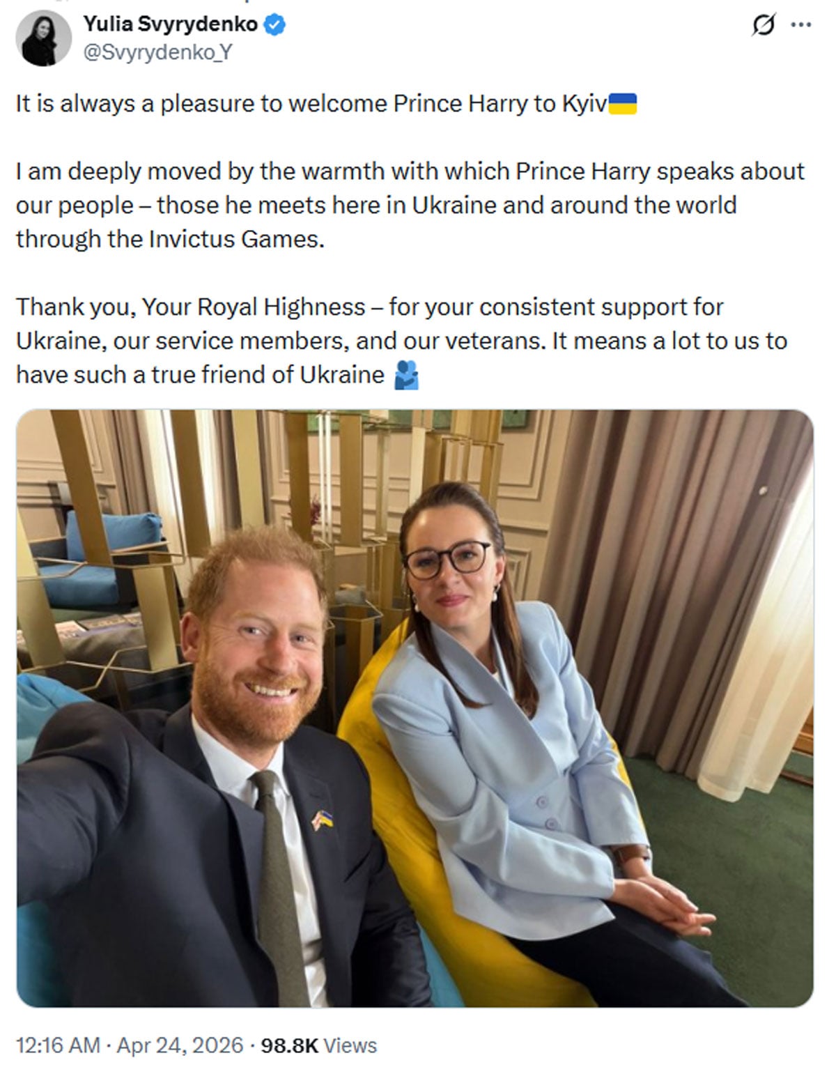 Yulia Svyrydenko speaks out in support of Prince Harry amid Donald Trump remarks