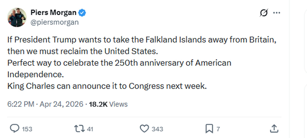 Piers Morgan shares meaningful advice for King Charles after US threats on Falkland Islands