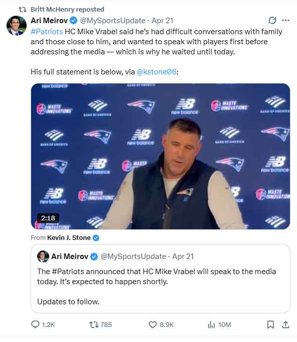 Britt McHenry avoids comment on Vrabel-Russini scandal as Sean McVay rumors resurface