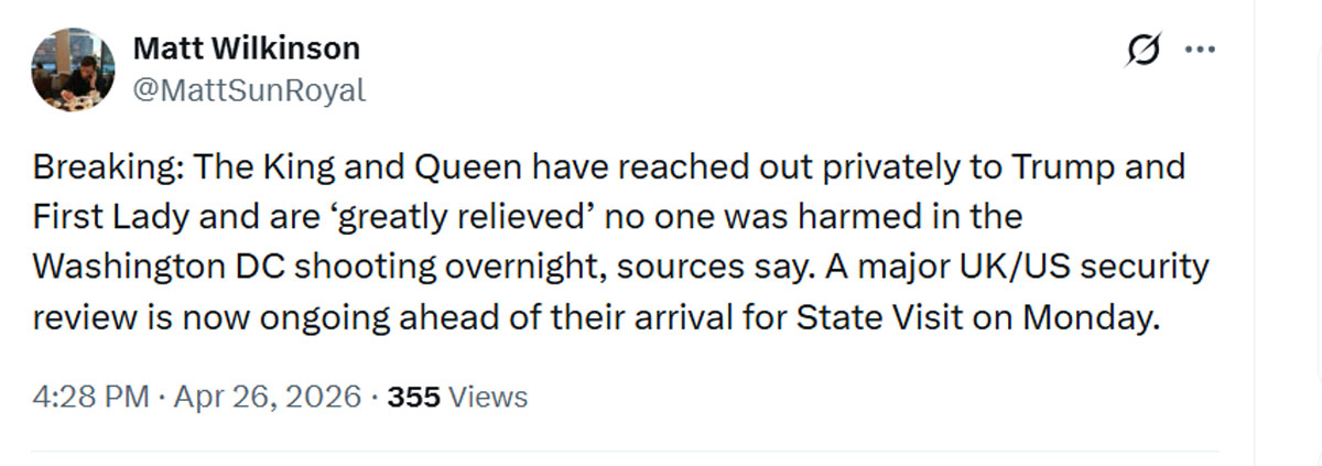 Piers Morgan raises serious question after White House shooting incident ahead of King Charles visit