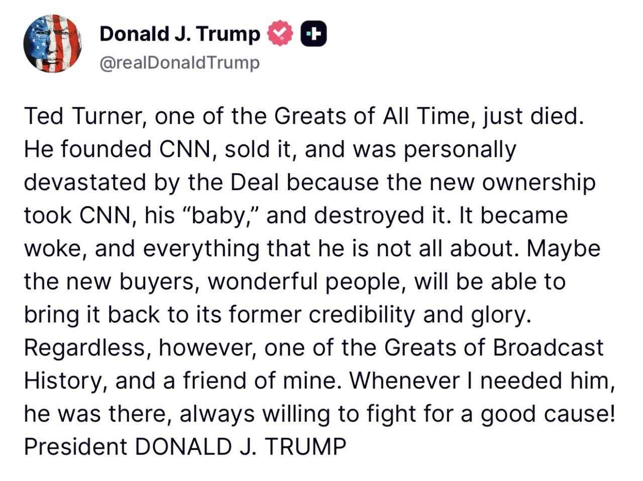 CNN کے بانی ٹیڈ ٹرنر اس انکشاف کے بعد انتقال کر گئے کہ انہیں اعصابی بیماری تھی۔
