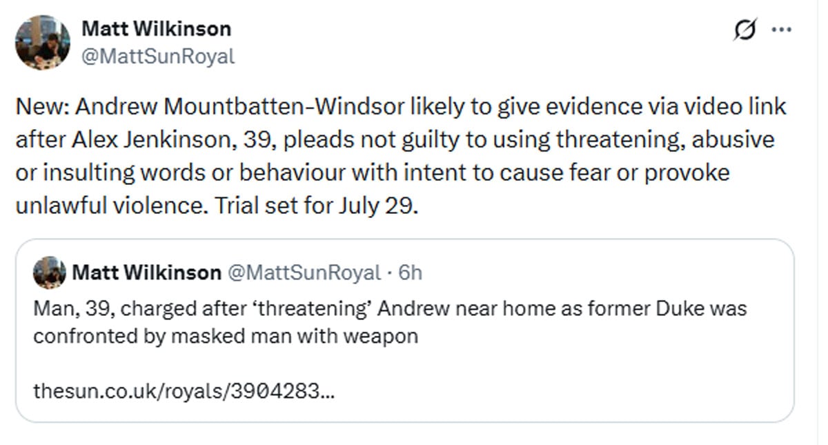 Andrew Mountbatten-Windsor likely to give evidence via video link as trial set for next month