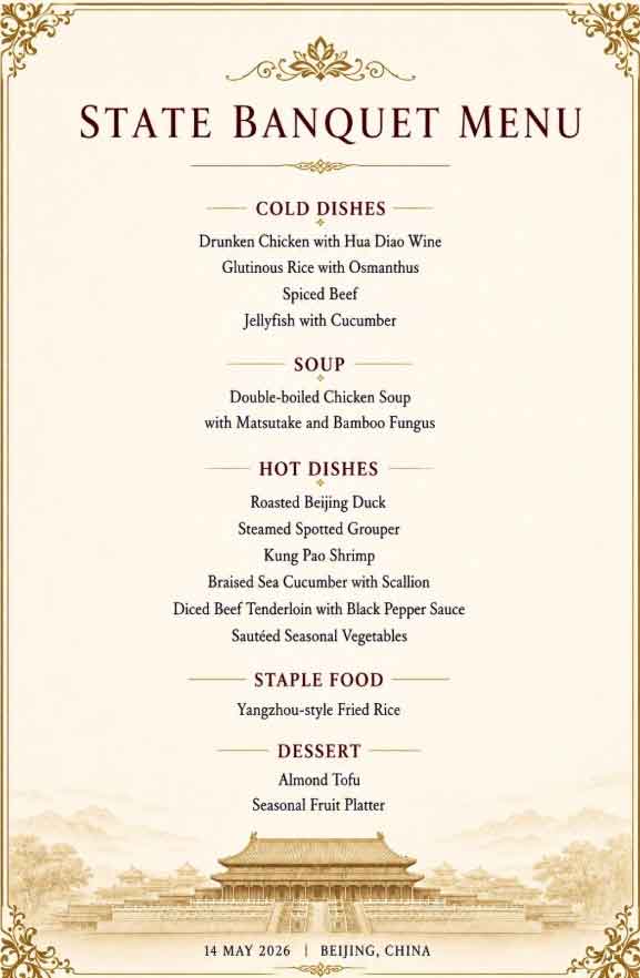 Trump China state dinner food draws attention