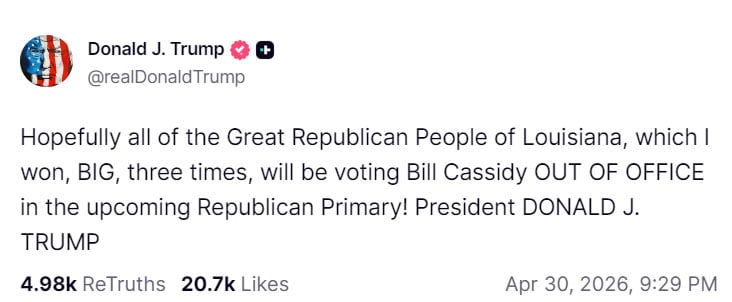 Bill Cassidy breaks silence on losing Republican primary