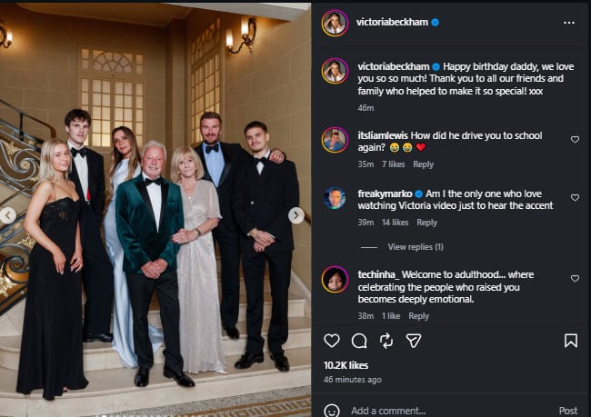 Victoria Beckham marks dad Anthony Adams special day
