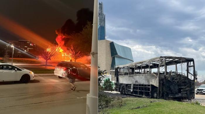 Teen faces arson charges after baseball team bus goes up in flames in Winnipeg