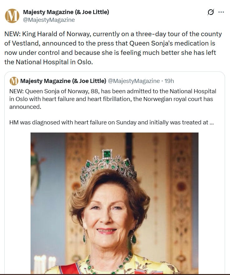 King shares major update on Queens health as she leaves hospital