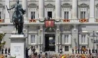 King reacts as national flag falls at official event 