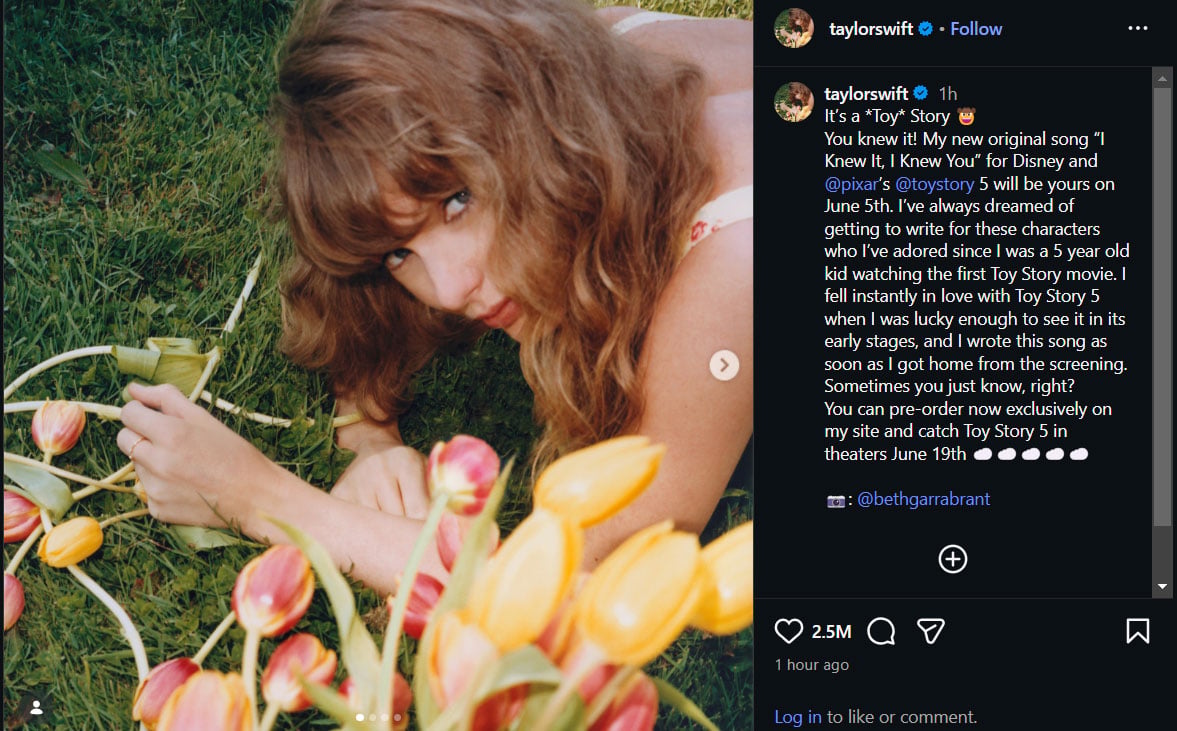 Taylor Swift finally reveals Toy Story 5 secret