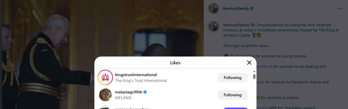 Dakota Johnsons mother reacts as King Charles honours Idris Elba