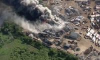 Massive fire breaks out at Brampton scrap metal yard near Pearson Airport