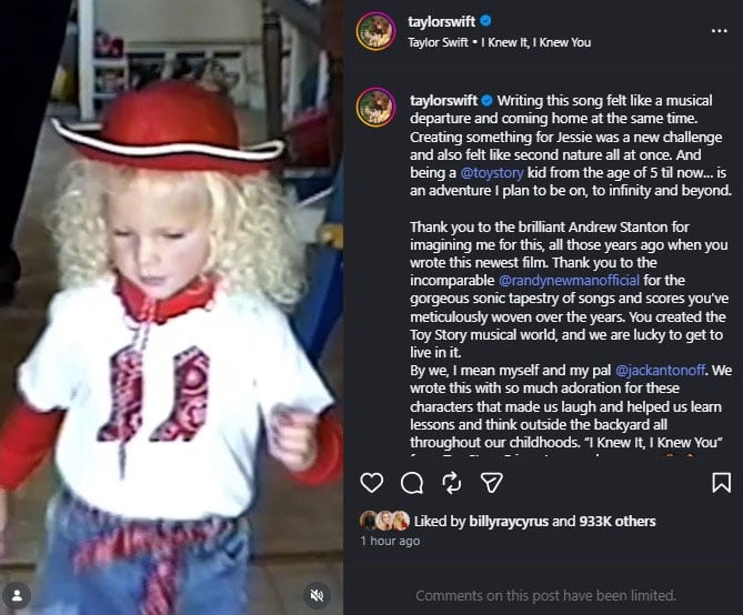 Taylor Swift gets nostalgic as she drops new song for Toy Story 5