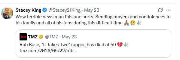 After mourning Rob Base at 59, Stacey King falls to death at 59