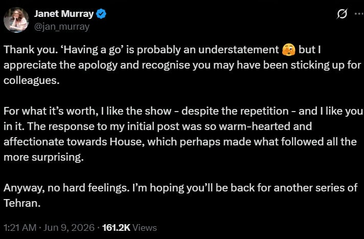 Hugh Laurie apologizes for drunken tweet against House critic
