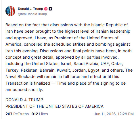 Trump shocks the world by cancelling Iran attack hours before strikes