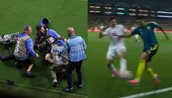 Uzbekistan defender Khusanov collides with camera operator in World Cup opener