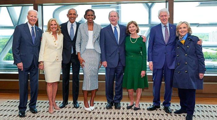 Clinton, Bush, Biden attend Obama presidential center grand opening: Watch