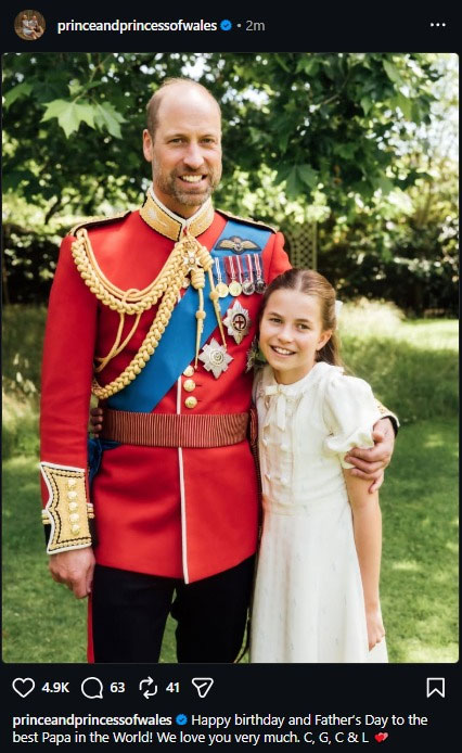 Prince William sweetly hugs Princess Charlotte as she marks best papas special day