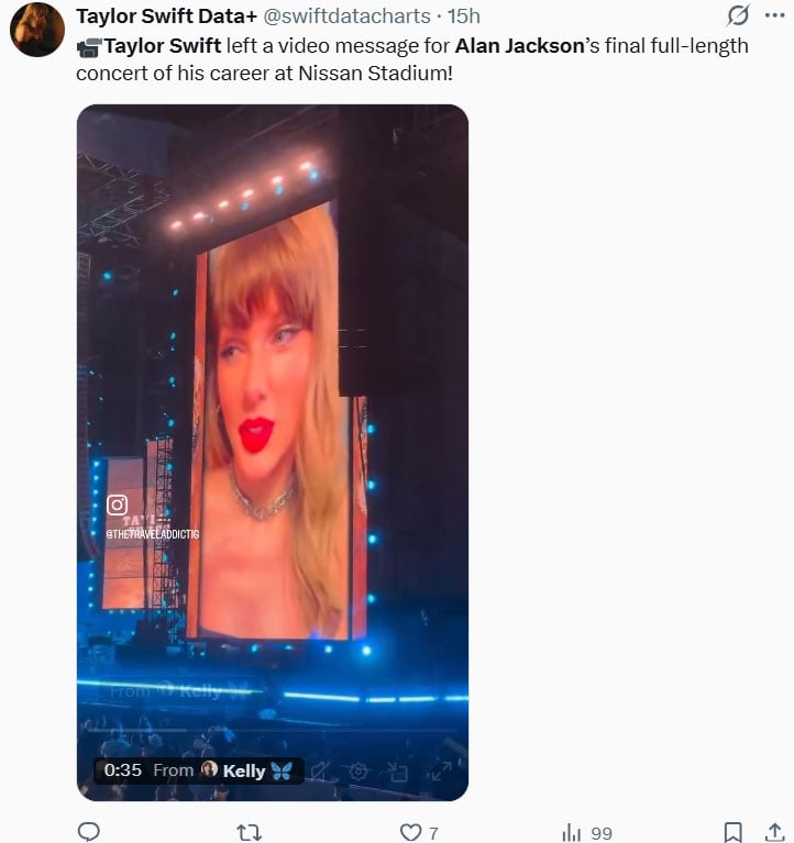 Taylor Swift pays tribute to Alan Jackson during his final full-length concert