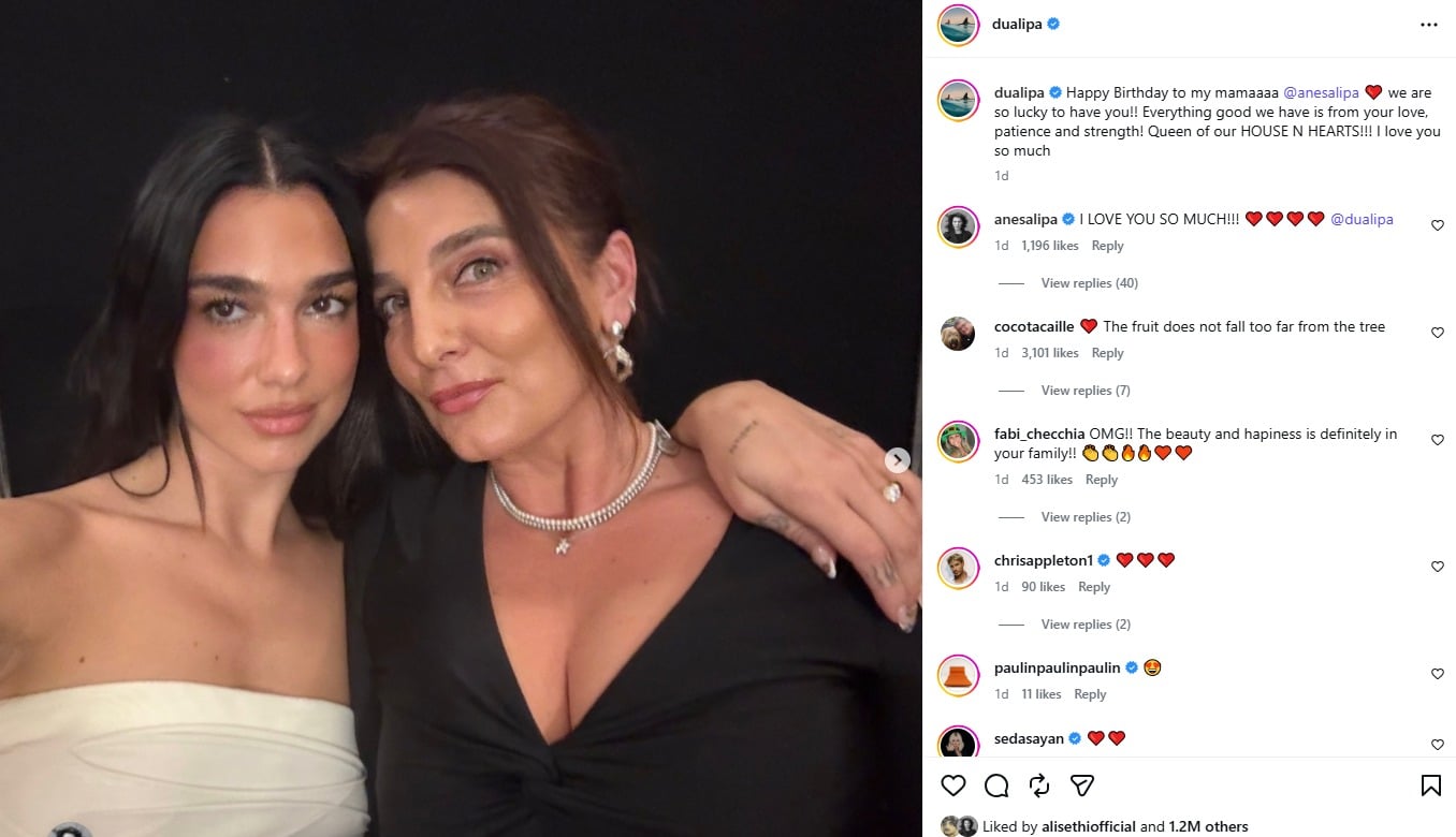 Dua Lipa celebrates mothers 54th birthday