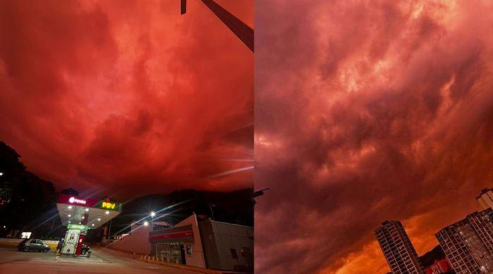 Caracas sky turns deep red during sunset, leaving Venezuelans in awe