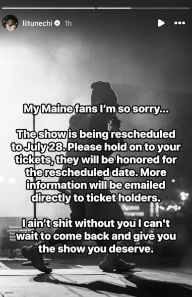 Lil Wayne apologizes to fans after skipping his own concert