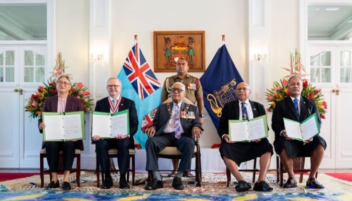 Australia signs $1bn defence pact with Fiji in strategic push against China