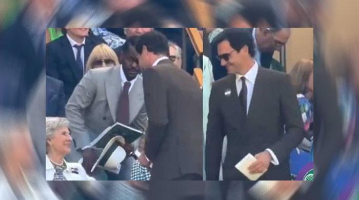 Roger Federer greets Queen Camilla’s companion and senior royal at Wimbledon