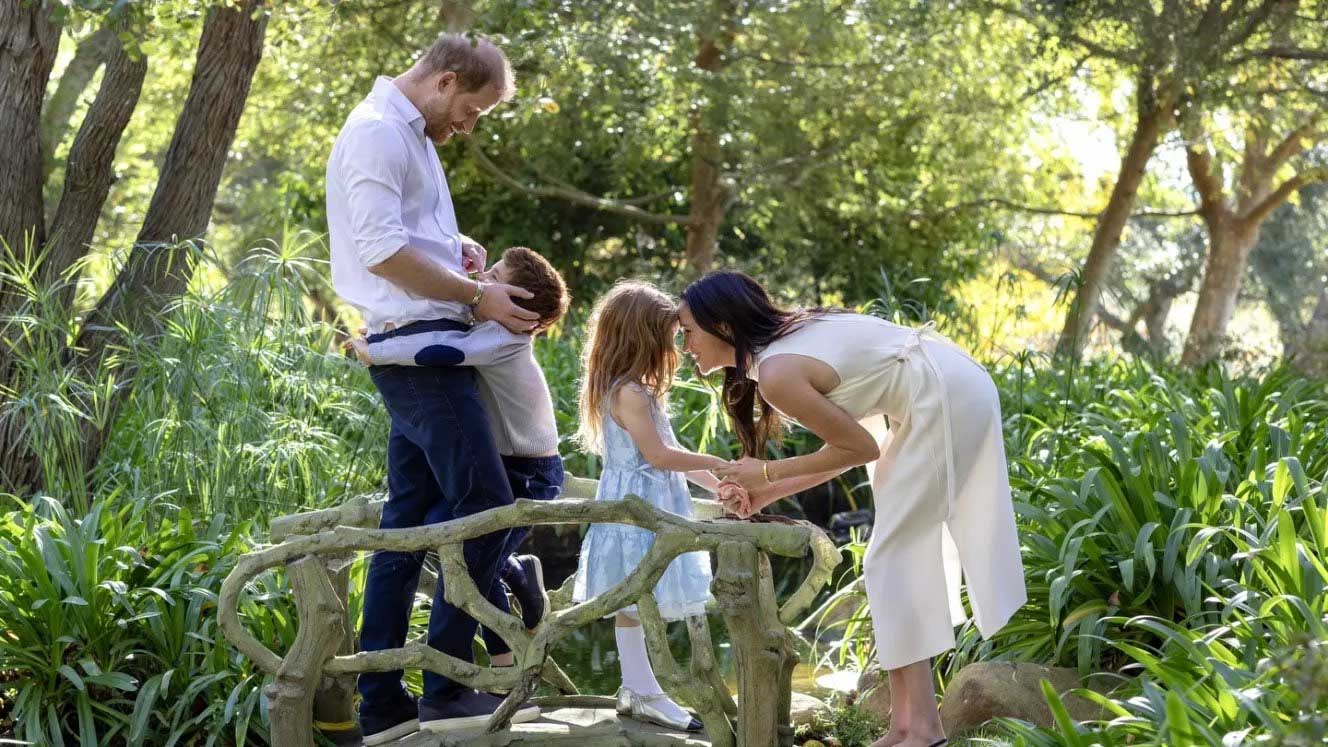 Prince Harry and Meghan Markle with their children