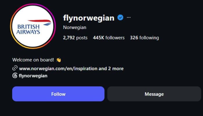 Norwegian Air changes logo to British Airways after losing bet