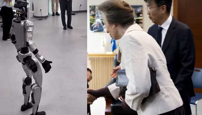 ‘Can it curtsy? Princess Anne asks after meeting humanoid robot
