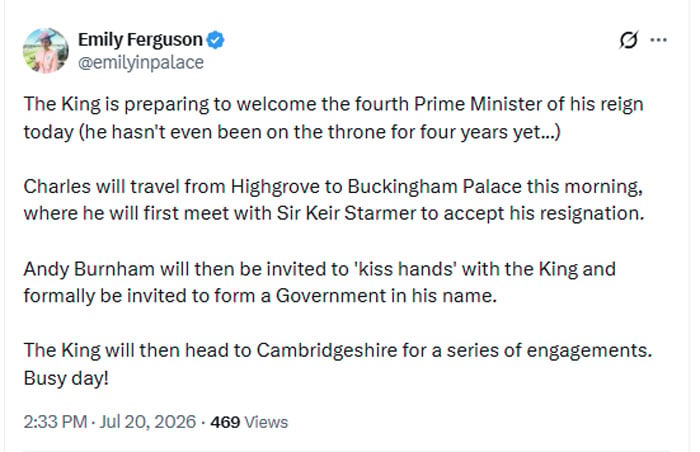 King Charles returns to Buckingham Palace for first time after meeting Lilibet, Archie at Highgrove estate