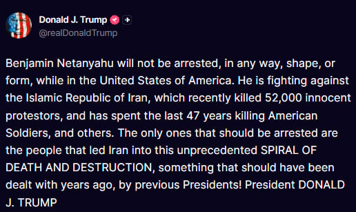 Trump throws support behind Benjamin Netanyahu over arrest fears in New York